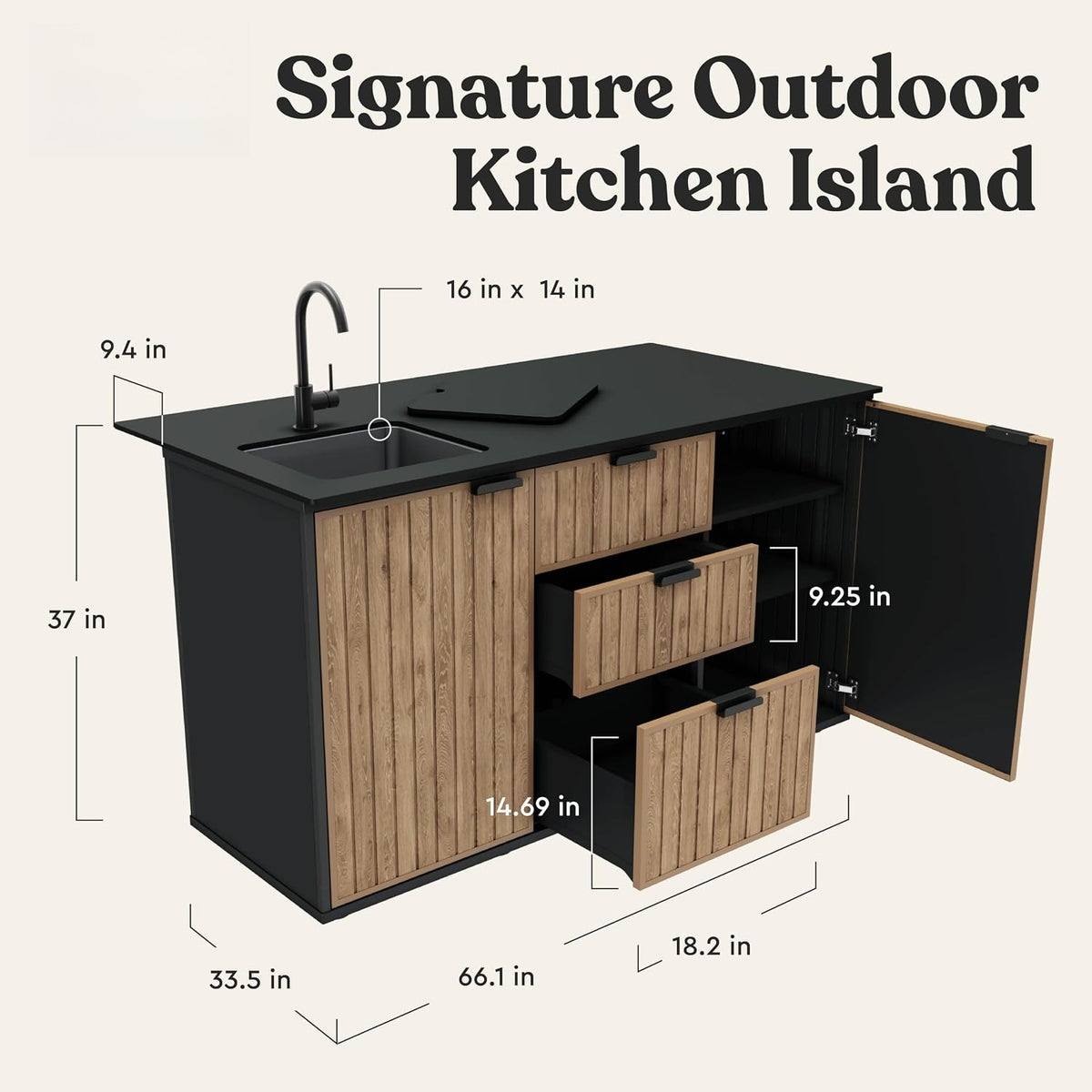 Resin Outdoor Kitchen Island with Sink