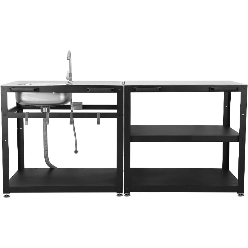 Stainless Steel Outdoor Grill Sink Cart Set
