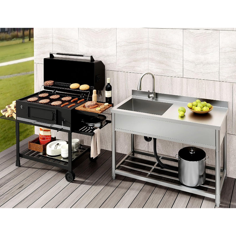 Freestanding Commercial Sink with Drainboard