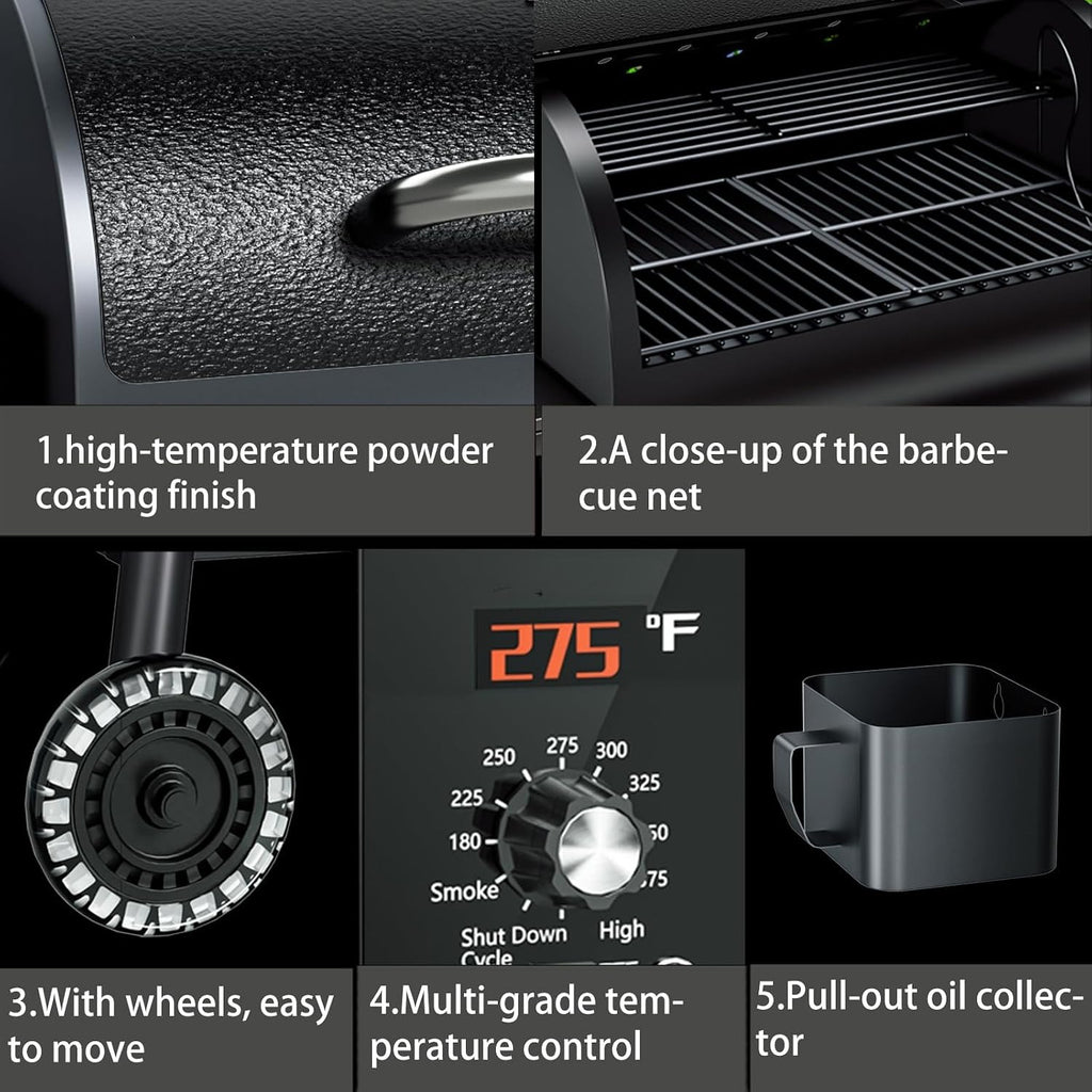 Electric Pellet Grill & Smoker with Side Shelf