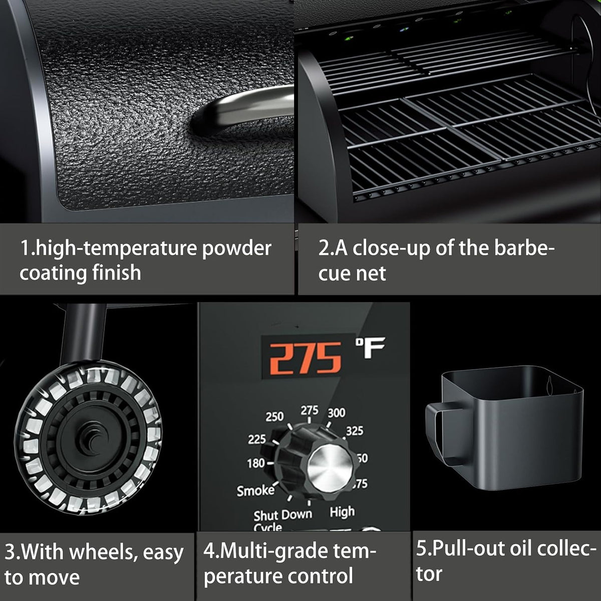 Electric Pellet Grill & Smoker with Side Shelf